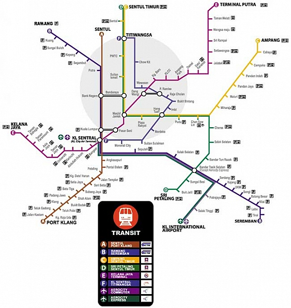 Mapa metra v Kuala Lumpur (Malajsie)