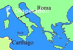 Mapa Říma a Kartága