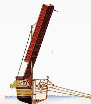 Římská galéra s padacím mostem