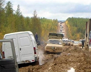 Blátivá silnice v Rusku