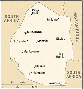 Mapa Svazijska