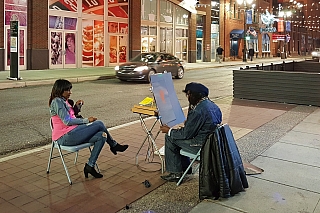 Pouliční malíř v Greektown Detroit (Michigan - USA)