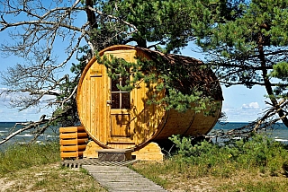 Sauna na pobřeží Cape Kolka (Lotyšsko)