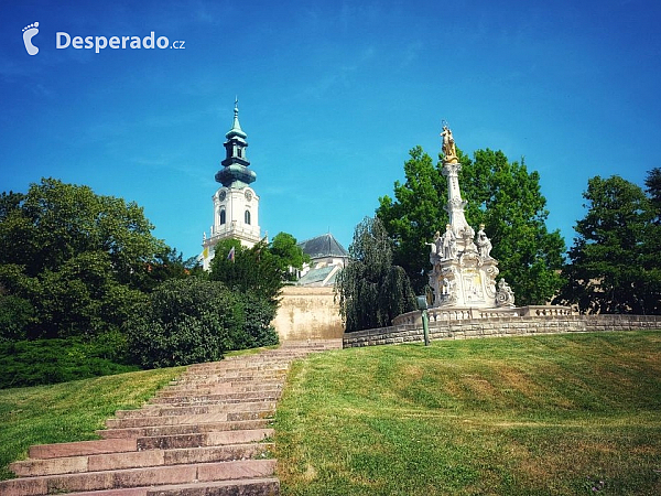 Nitriansky hrad - v popredí morový stĺp (Slovensko)