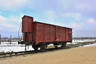 Symbol celé Březinky jako příklad v jakých vozech byly oběti do Osvětimi převáženy (Auschwitz Osvětim - Polsko)