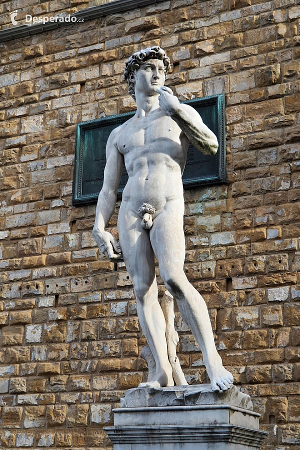 Socha Davida na náměstí Piazza della Signoria ve Florencii (Itálie)