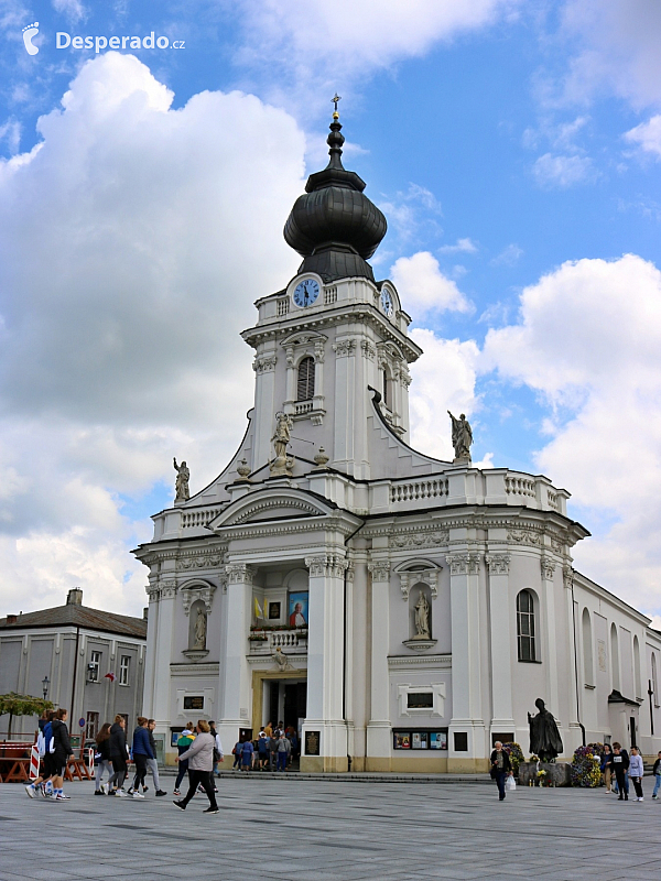 Hlavní náměstí s centrální katedrálou (Wadowice - Polsko)