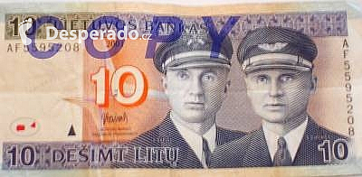 Bankovka 10 litů Darius a Girenas (Litva)