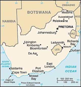 Mapa Jihoafrické republiky