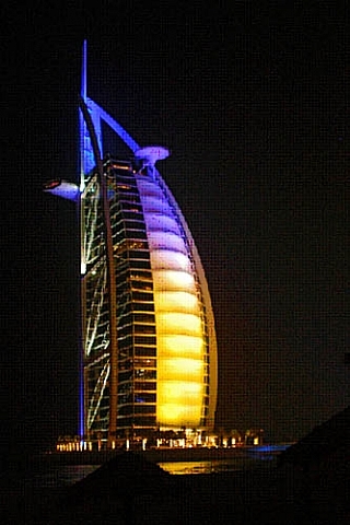 Burj Al Arab v Dubaji (Spojené arabské emiráty)